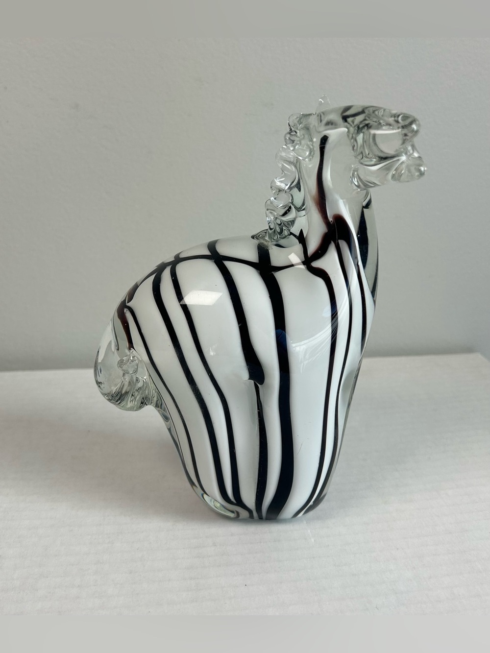 Vintage Hand Blown Murano-Style Art Glass Zebra Sculpture Figurine Stripes - Picture 2 of 9
